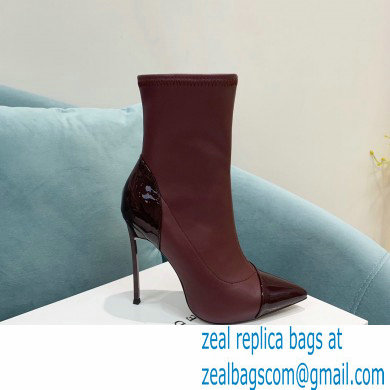 Casadei Heel 12cm Blade Leather ankle boots Patent Burgundy 2022 - Click Image to Close