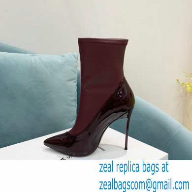 Casadei Heel 12cm Blade Leather ankle boots Patent Burgundy 2022