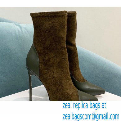 Casadei Heel 12cm Blade Leather ankle boots Suede Olive Green 2022 - Click Image to Close