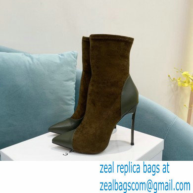 Casadei Heel 12cm Blade Leather ankle boots Suede Olive Green 2022 - Click Image to Close