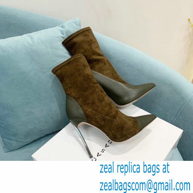 Casadei Heel 12cm Blade Leather ankle boots Suede Olive Green 2022