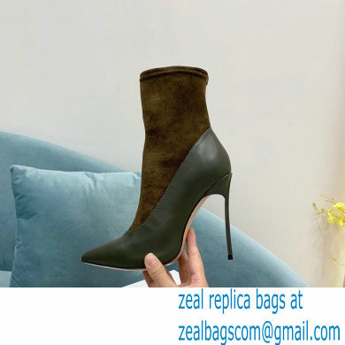 Casadei Heel 12cm Blade Leather ankle boots Suede Olive Green 2022 - Click Image to Close