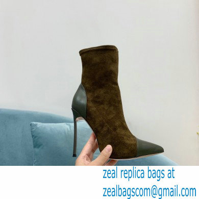 Casadei Heel 12cm Blade Leather ankle boots Suede Olive Green 2022