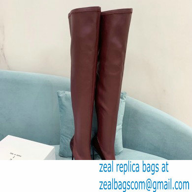 Casadei Heel 12cm Blade Leather over-the-knee boots Patent Burgundy 2022