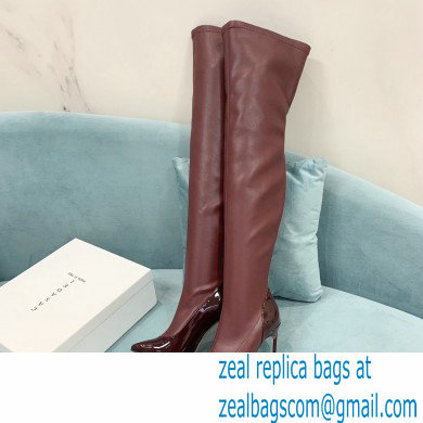 Casadei Heel 12cm Blade Leather over-the-knee boots Patent Burgundy 2022 - Click Image to Close