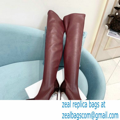 Casadei Heel 12cm Blade Leather over-the-knee boots Patent Burgundy 2022