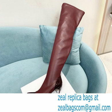 Casadei Heel 12cm Blade Leather over-the-knee boots Patent Burgundy 2022 - Click Image to Close