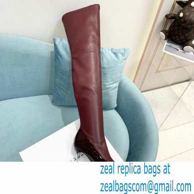 Casadei Heel 12cm Blade Leather over-the-knee boots Patent Burgundy 2022 - Click Image to Close