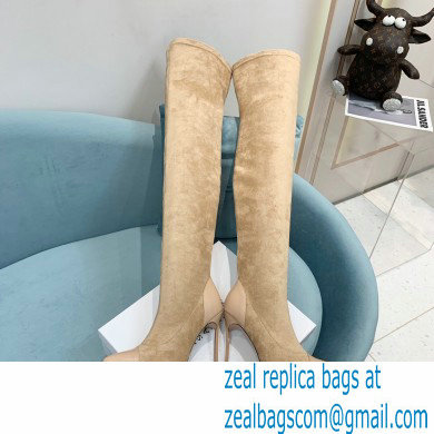 Casadei Heel 12cm Blade Leather over-the-knee boots Suede Beige 2022