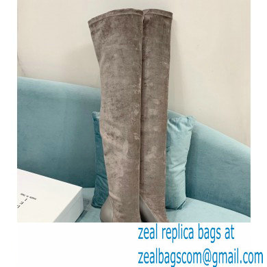 Casadei Heel 12cm Blade Leather over-the-knee boots Suede Gray 2022 - Click Image to Close