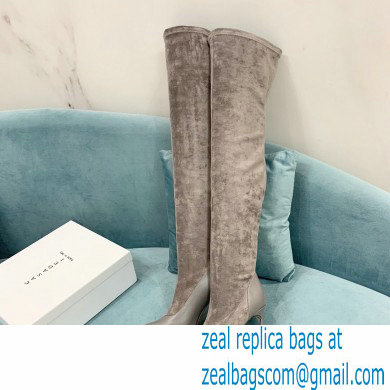 Casadei Heel 12cm Blade Leather over-the-knee boots Suede Gray 2022