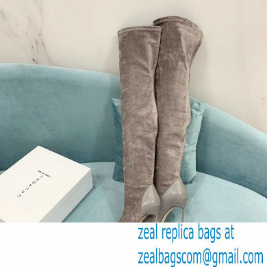 Casadei Heel 12cm Blade Leather over-the-knee boots Suede Gray 2022