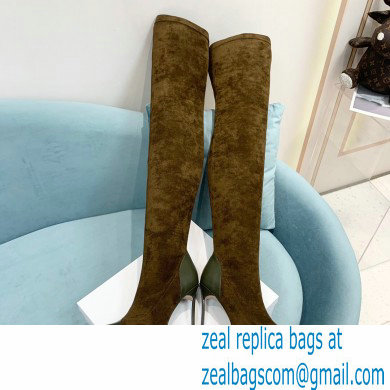 Casadei Heel 12cm Blade Leather over-the-knee boots Suede Olive Green 2022