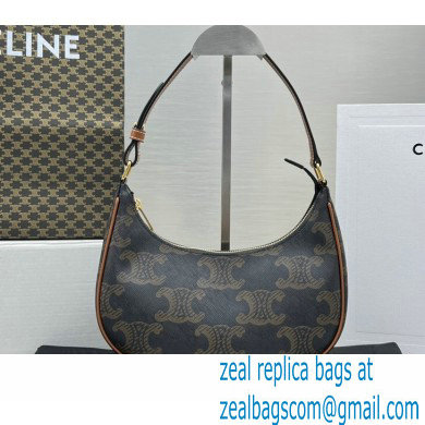 Celine Ava Bag in Triomphe Canvas XL and Calfskin 60054 Brown