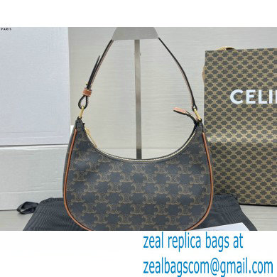 Celine Ava Bag in Triomphe Canvas and calfskin 60054 Brown - Click Image to Close