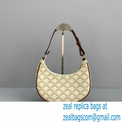 Celine Ava Bag in Triomphe Canvas and calfskin 60054 White