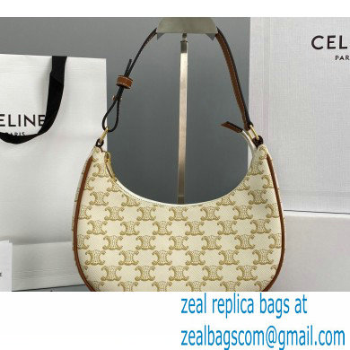 Celine Ava Bag in Triomphe Canvas and calfskin 60054 White
