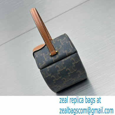 Celine Box Bag Triomphe in Triomphe canvas and calfskin 60795 Brown