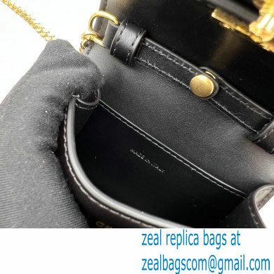 Celine CARD HOLDER ON CHAIN TRIOMPHE Bag in Shiny calfskin 60784 Black