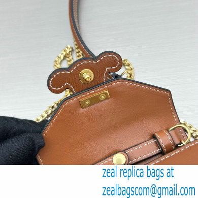 Celine CARD HOLDER ON CHAIN TRIOMPHE Bag in Shiny calfskin 60784 Brown - Click Image to Close