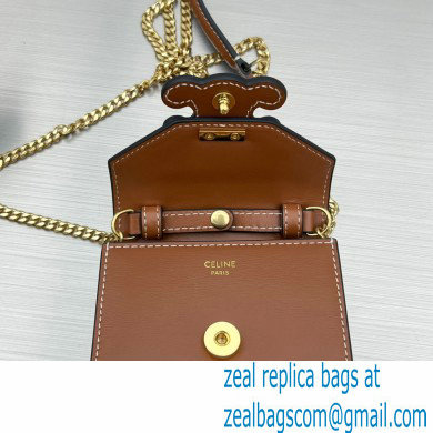 Celine CARD HOLDER ON CHAIN TRIOMPHE Bag in Shiny calfskin 60784 Brown