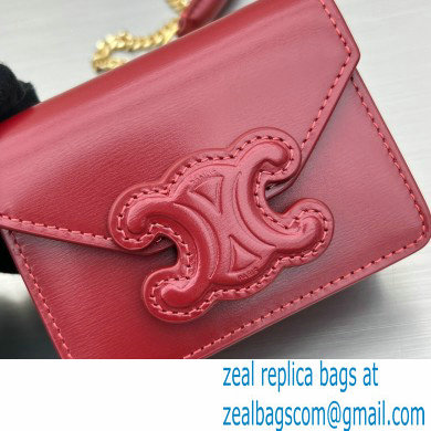 Celine CARD HOLDER ON CHAIN TRIOMPHE Bag in Shiny calfskin 60784 Burgundy