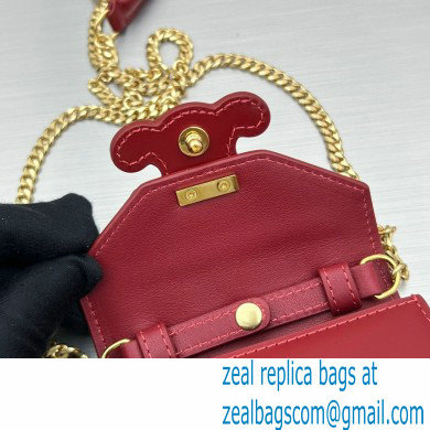 Celine CARD HOLDER ON CHAIN TRIOMPHE Bag in Shiny calfskin 60784 Burgundy