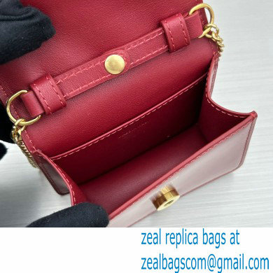 Celine CARD HOLDER ON CHAIN TRIOMPHE Bag in Shiny calfskin 60784 Burgundy - Click Image to Close