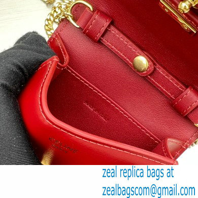 Celine CARD HOLDER ON CHAIN TRIOMPHE Bag in Shiny calfskin 60784 Burgundy - Click Image to Close