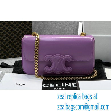 Celine CHAIN Shoulder Bag CUIR Triomphe in shiny calfskin 60236 Purple - Click Image to Close