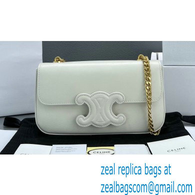 Celine CHAIN Shoulder Bag CUIR Triomphe in shiny calfskin 60236 White