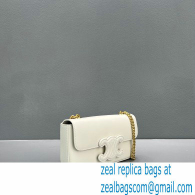 Celine CHAIN Shoulder Bag CUIR Triomphe in shiny calfskin 60236 White - Click Image to Close