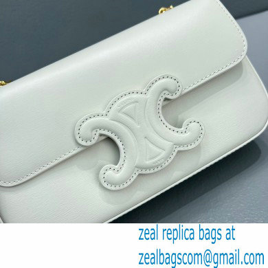 Celine CHAIN Shoulder Bag CUIR Triomphe in shiny calfskin 60236 White - Click Image to Close