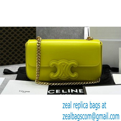 Celine CHAIN Shoulder Bag CUIR Triomphe in shiny calfskin 60236 Yellow Green