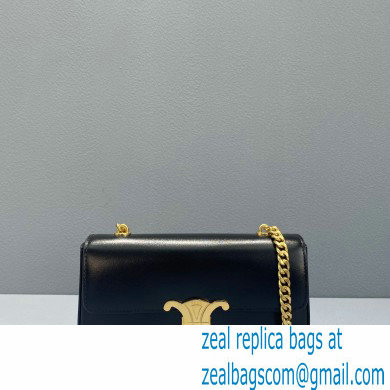 Celine CHAIN Shoulder Bag Triomphe in shiny calfskin 60215 Black/Gold - Click Image to Close