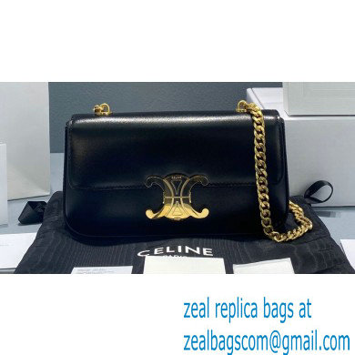 Celine CHAIN Shoulder Bag Triomphe in shiny calfskin 60215 Black/Gold - Click Image to Close