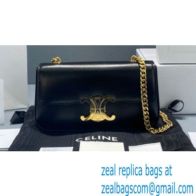 Celine CHAIN Shoulder Bag Triomphe in shiny calfskin 60215 Black/Gold