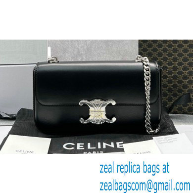 Celine CHAIN Shoulder Bag Triomphe in shiny calfskin 60215 Black/Silver