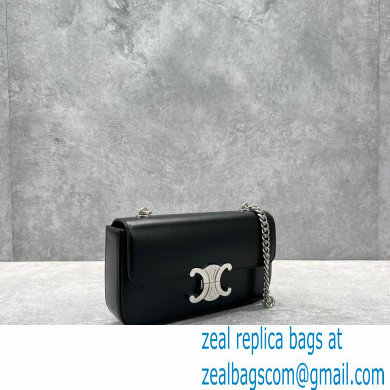 Celine CHAIN Shoulder Bag Triomphe in shiny calfskin 60215 Black/Silver