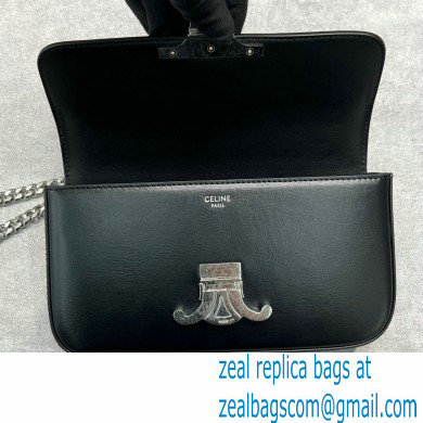 Celine CHAIN Shoulder Bag Triomphe in shiny calfskin 60215 Black/Silver - Click Image to Close