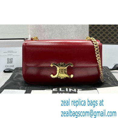 Celine CHAIN Shoulder Bag Triomphe in shiny calfskin 60215 Burgundy