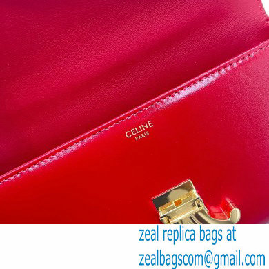 Celine CHAIN Shoulder Bag Triomphe in shiny calfskin 60215 Burgundy