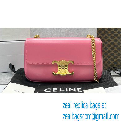 Celine CHAIN Shoulder Bag Triomphe in shiny calfskin 60215 Pink