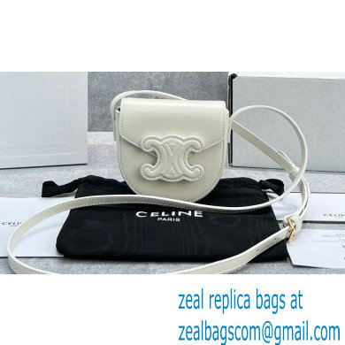 Celine MINI BESACE cuir triomphe Bag in Smooth calfskin 60284 White