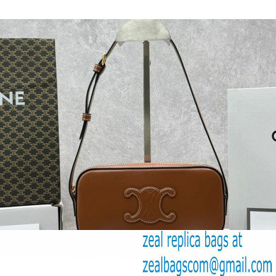 Celine MINI CAMERA SHOULDER BAG CUIR TRIOMPHE in smooth calfskin 60251 Brown - Click Image to Close