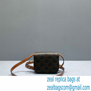 Celine MINI TRIOMPHE Bag in Triomphe canvas and calfskin 60387 Brown