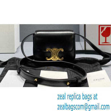 Celine MINI TRIOMPHE Bag in shiny calfskin 60387 Black - Click Image to Close