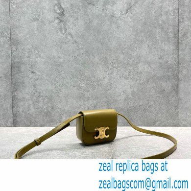 Celine MINI TRIOMPHE Bag in shiny calfskin 60387 Olive Green