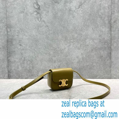 Celine MINI TRIOMPHE Bag in shiny calfskin 60387 Olive Green - Click Image to Close