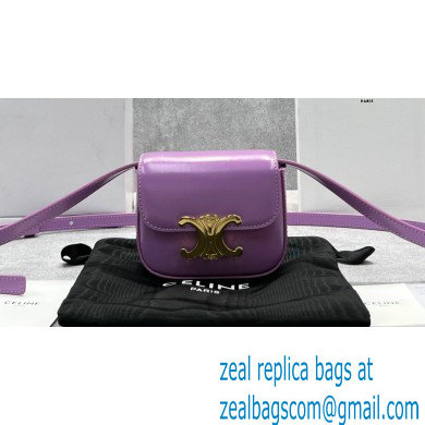 Celine MINI TRIOMPHE Bag in shiny calfskin 60387 Purple - Click Image to Close